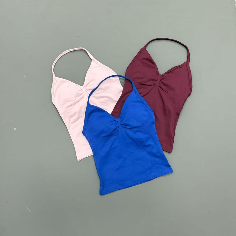 짐 여성용 스포츠 탱크탑 심리스 홀터 스파게티 스트랩  - Yoga Fitness Tapis 리뷰 및 가격