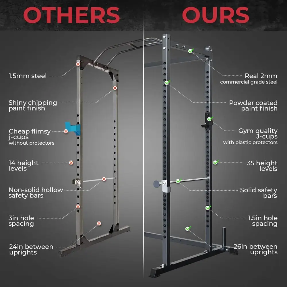다기능 스쿼트 랙 (견고한 안전 바 및 J-후크 포함) - Lat Pulldown Bar 리뷰 및 가격